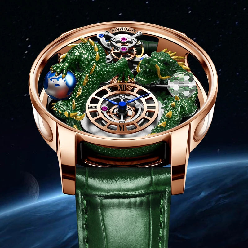 3D Gold Dragon Astronomia Quartz Watch