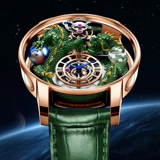 3D Gold Dragon Astronomia Quartz Watch