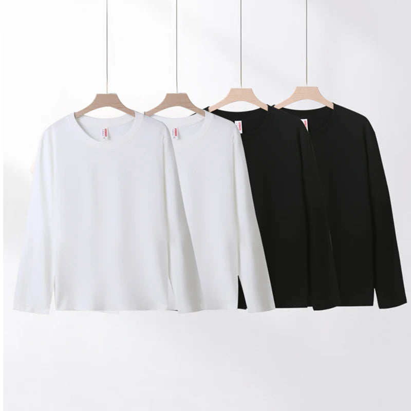 220gsm New Arrival Basic T Shirt Men's Cotton O Neck Simple Regular Fit Long Sleeve