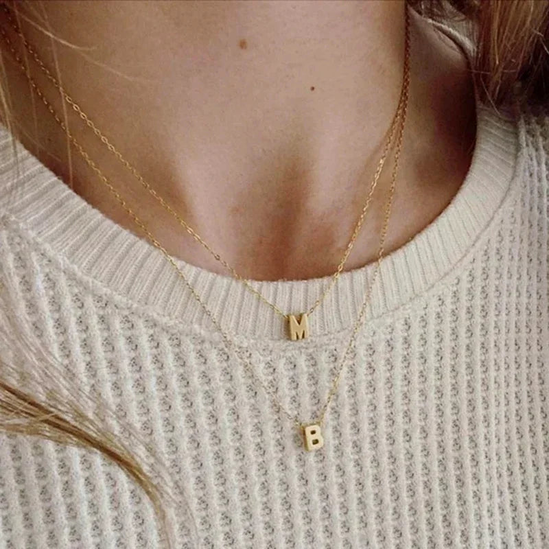 Women's Initial Letter Pendants Golded Choker Necklaces