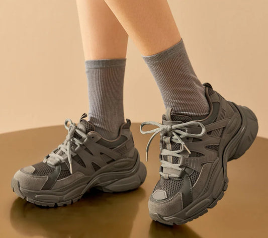 Atmungsaktive Schuhe aus Mesh in Volltonfarbe für Damen