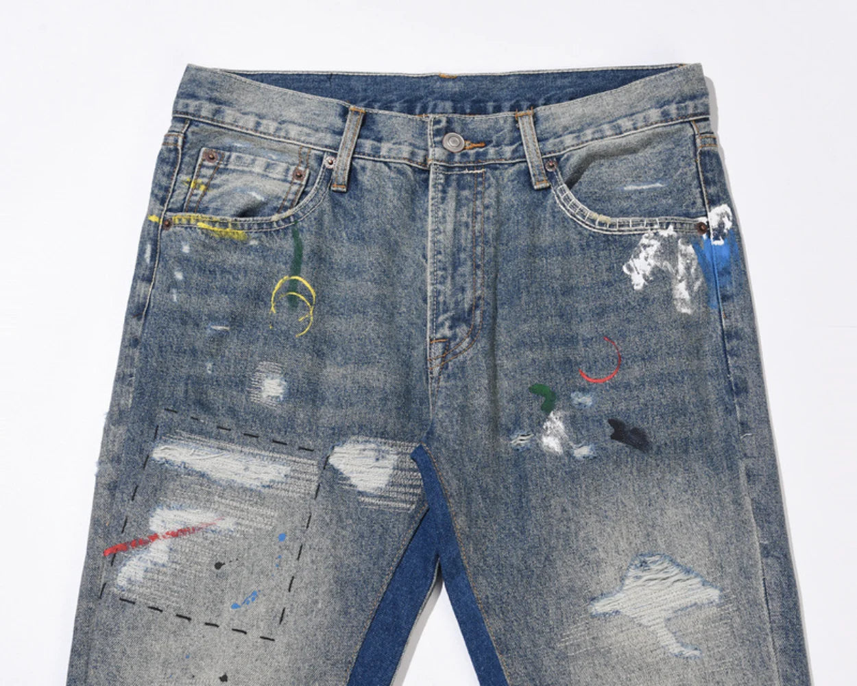 High Street Washes Prints Splashes Ink Retro Jeans