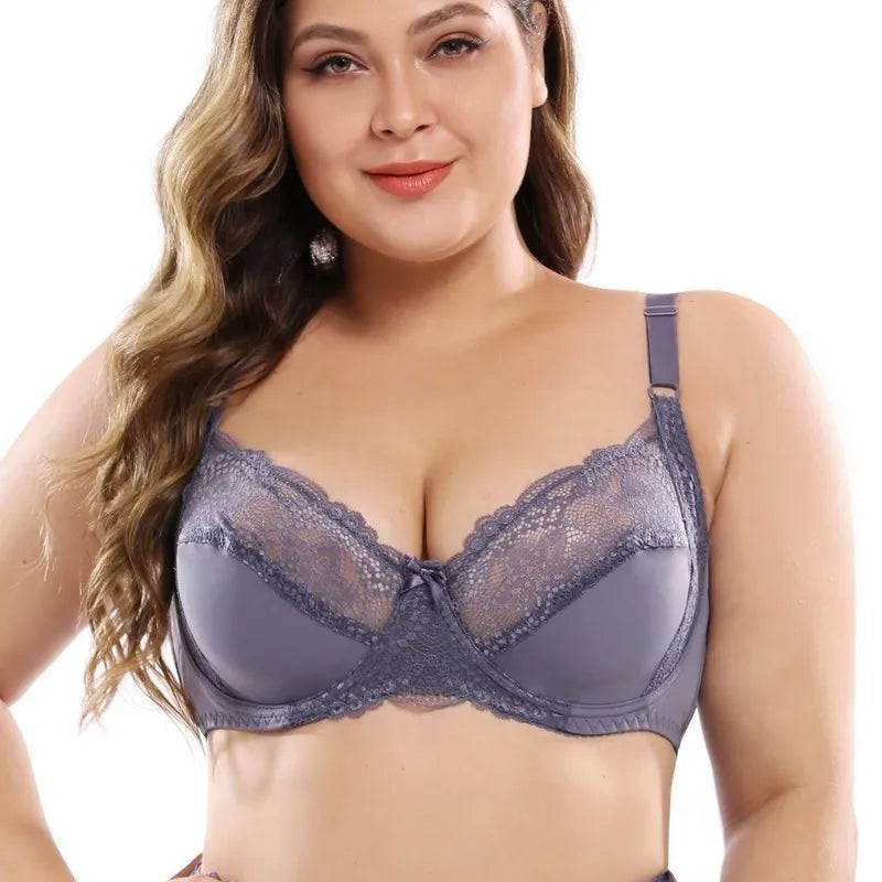 Women Sexy Floral Deep V Boost Push Up Plus Size Bras