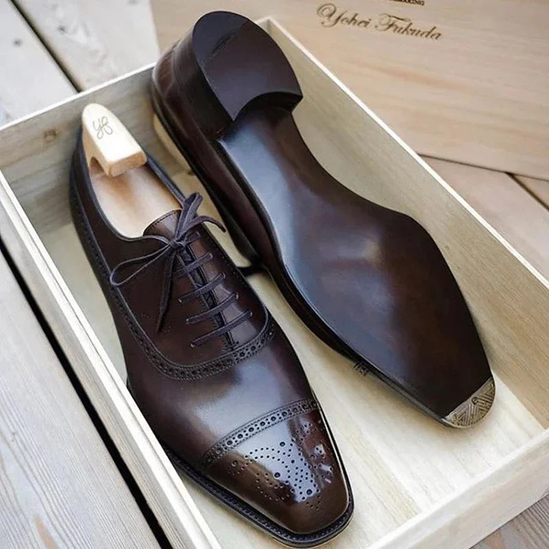 Men Brown Black Business Lace-up Pu Office  Brogue Shoes