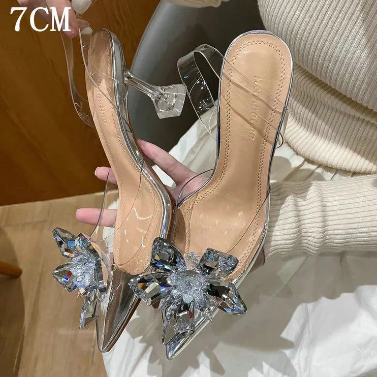 Sommer Schöne Spitze Weinglas Promi Kristall Blume Transparent High Heels