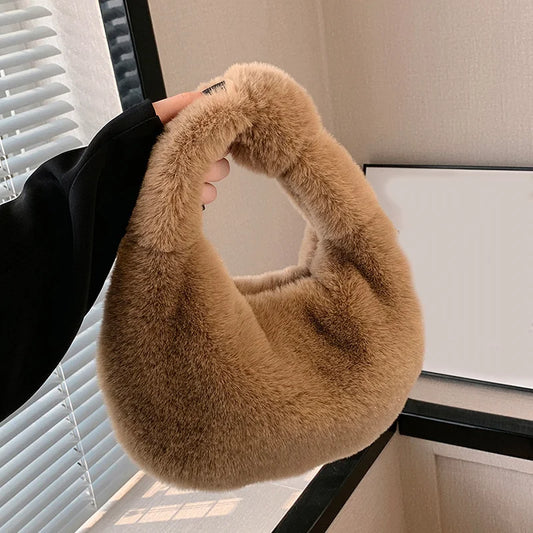 Einfarbig Plüsch Knödel Tasche Einfache Stil Nischen Design Kunstpelz