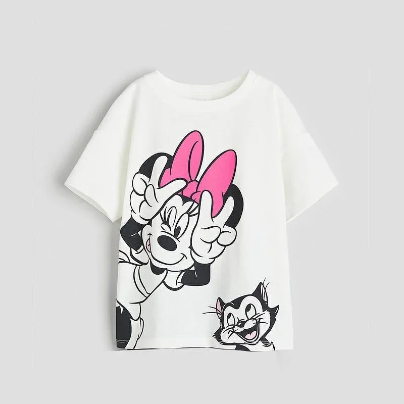 Baby Cute Print Round Neck Short Sleeve Base Shirt