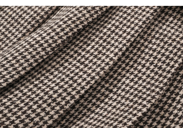 Y2K Low Rise Houndstooth Mini Skirt with Belt Woolen Pleated Mini