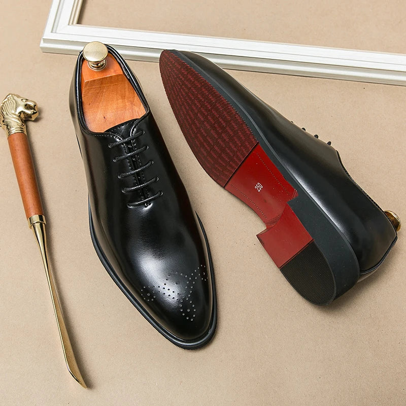 Men Brown Black Business Lace-up Pu Office  Brogue Shoes