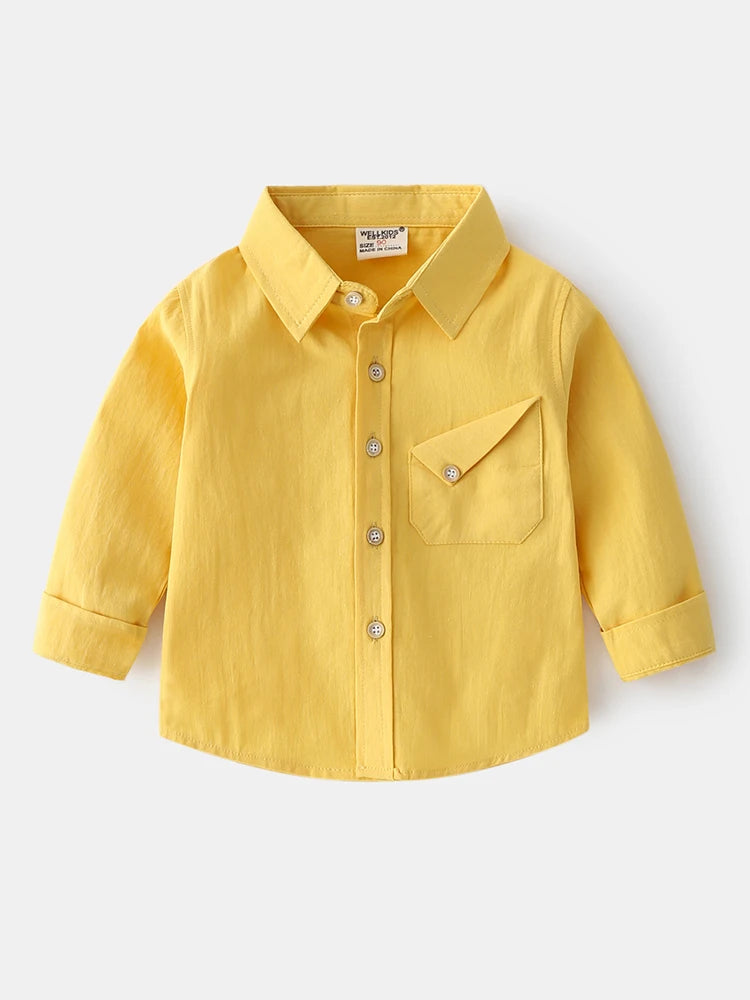 Autumn Fashion Candy-Colored Lapel Long Sleeve Thin Shirt