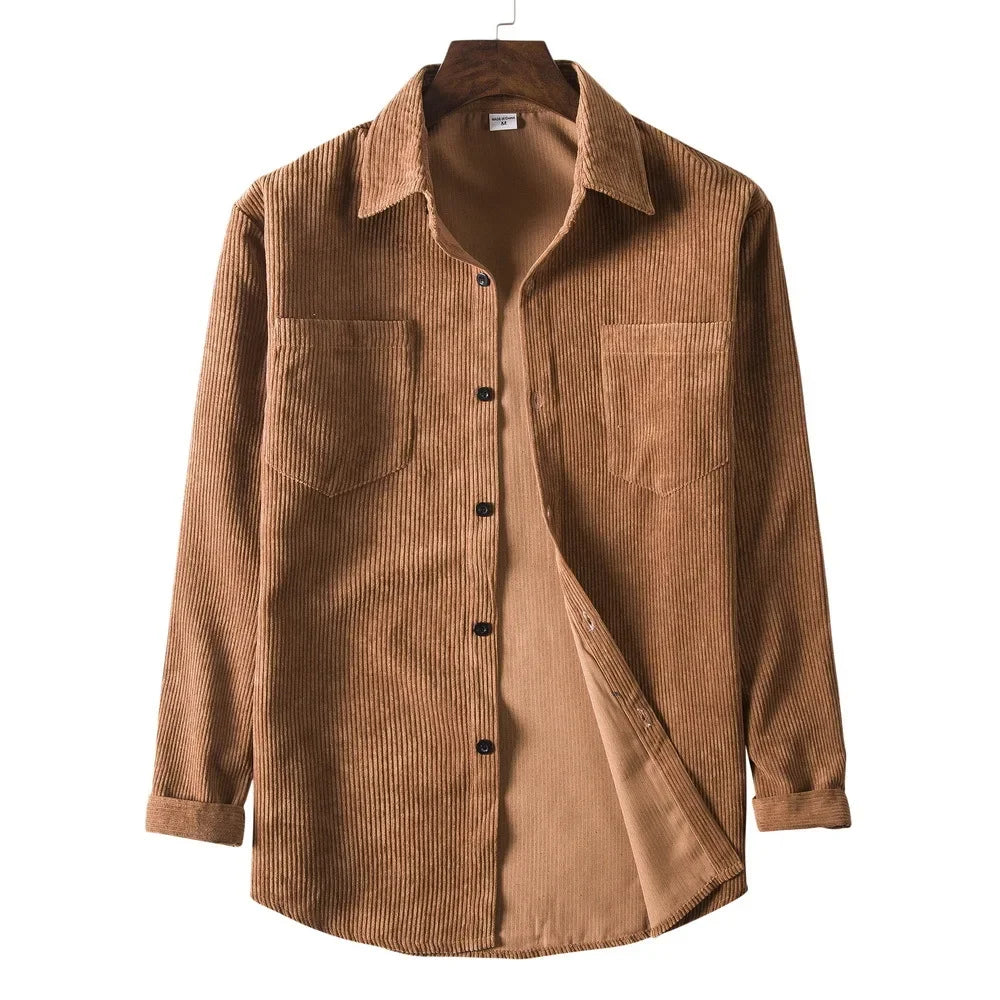 Herren Western Cord Langarm Casual Button Down Hemden
