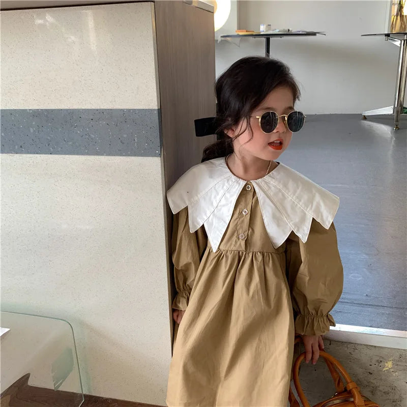 New Retro Van Doll Pointed Collar Girl's Dress