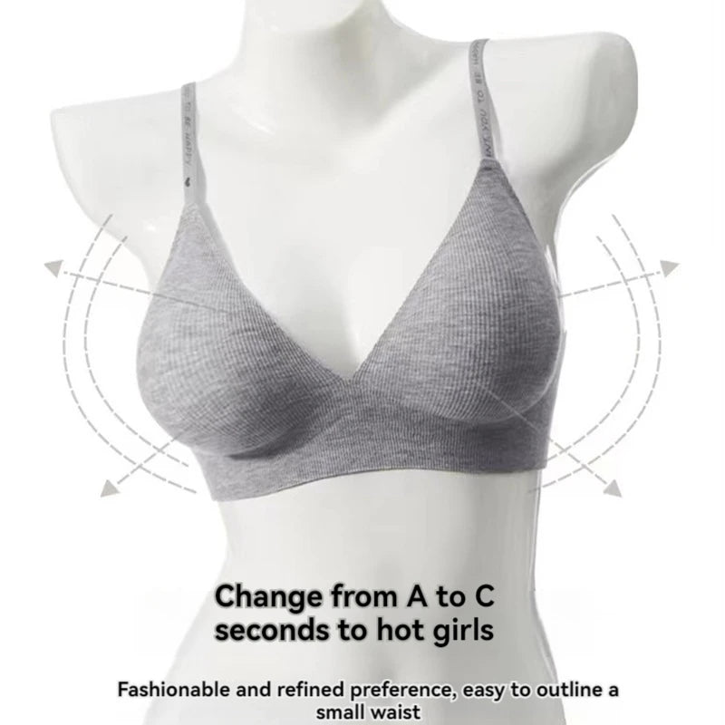 Women Deep V Neck Plunge Sexy Lingerie Letter Strap Bras