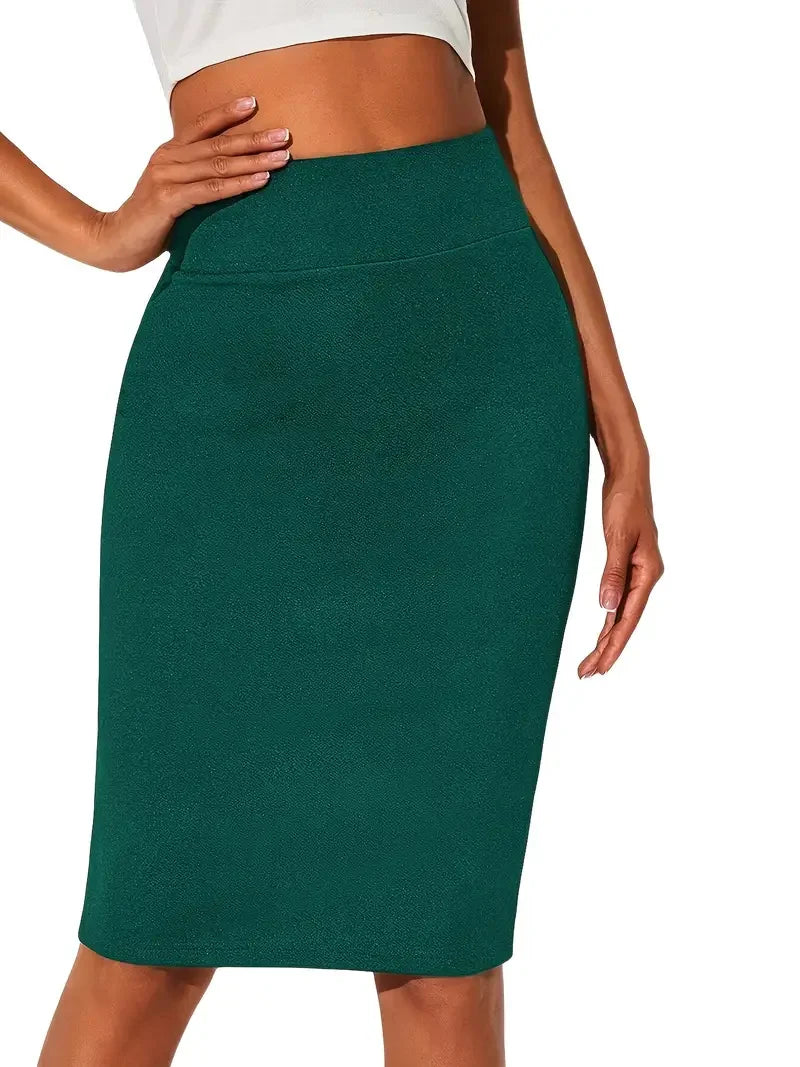 Neu Einfarbiger enger Rock mit hoher Taille