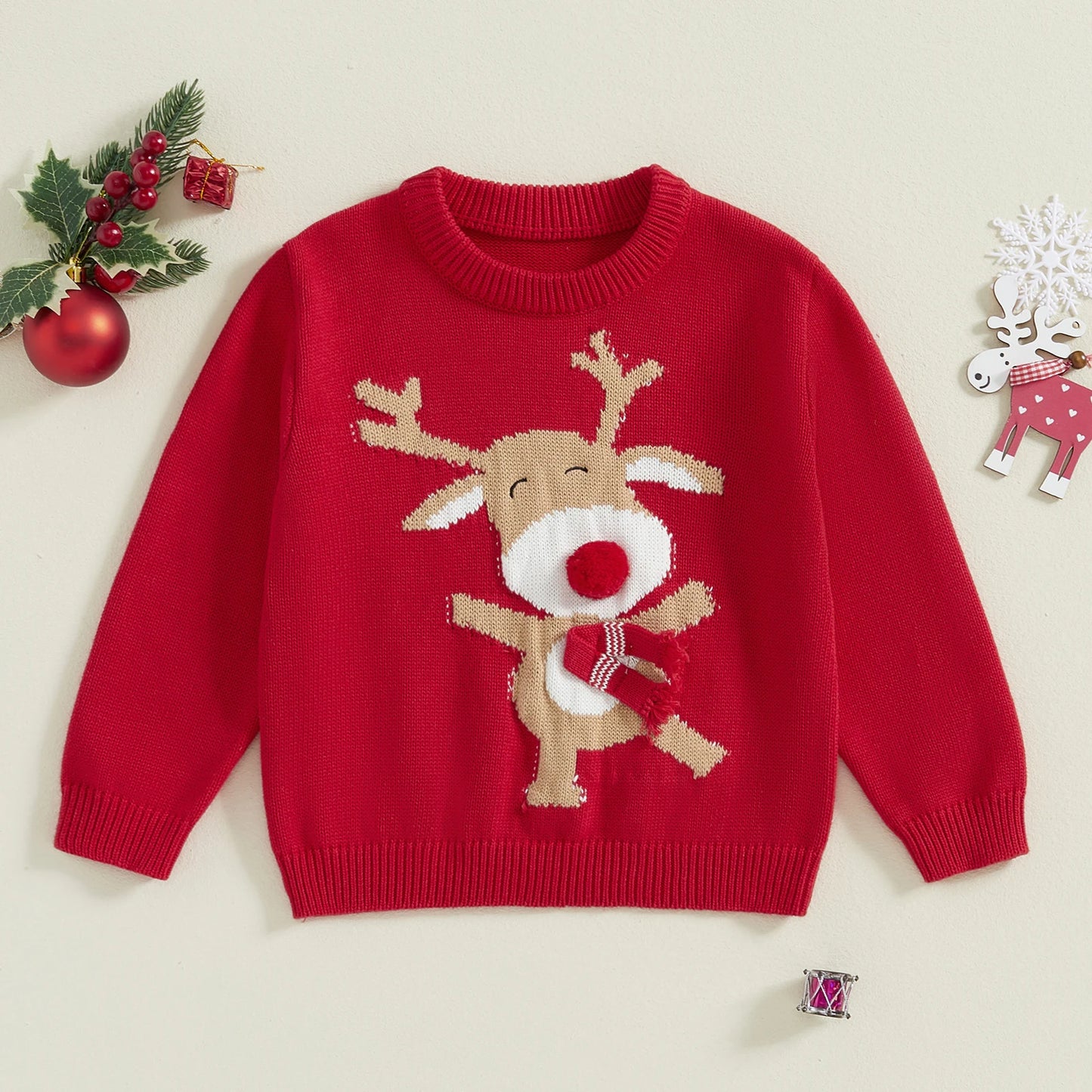 Weihnachtsgestrickte Baby-Mädchenpullover