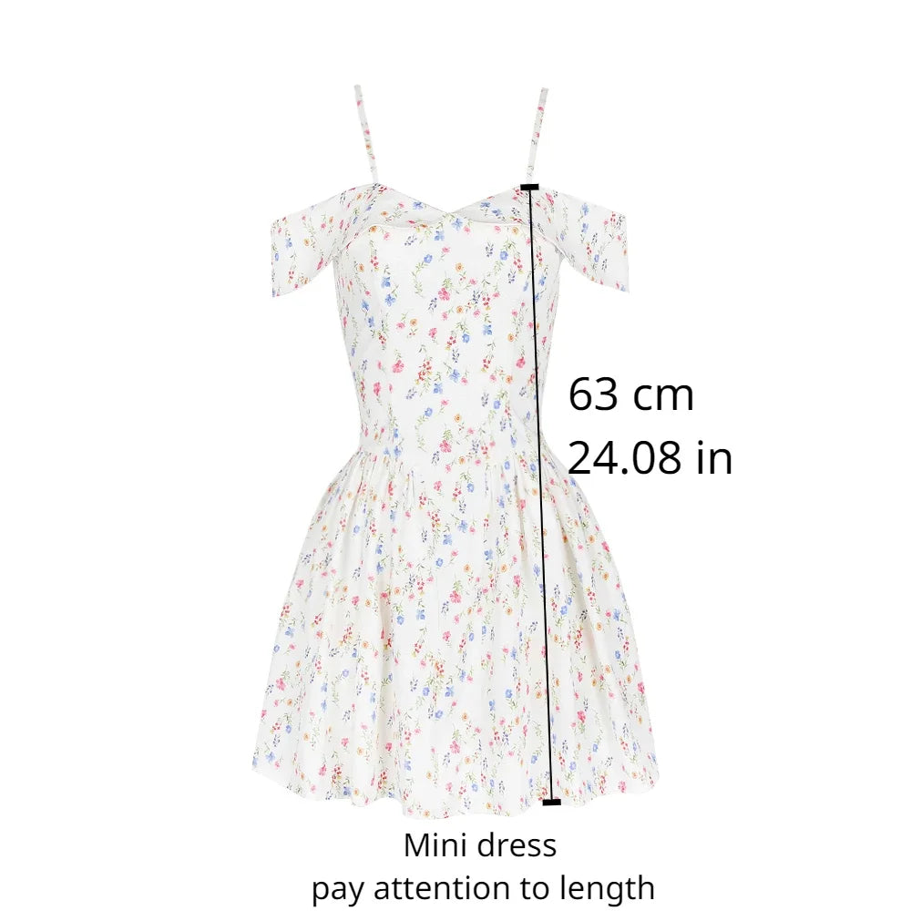Suninheart Floral Print Short Party Dresses Off The Shoulder Tulle Dress