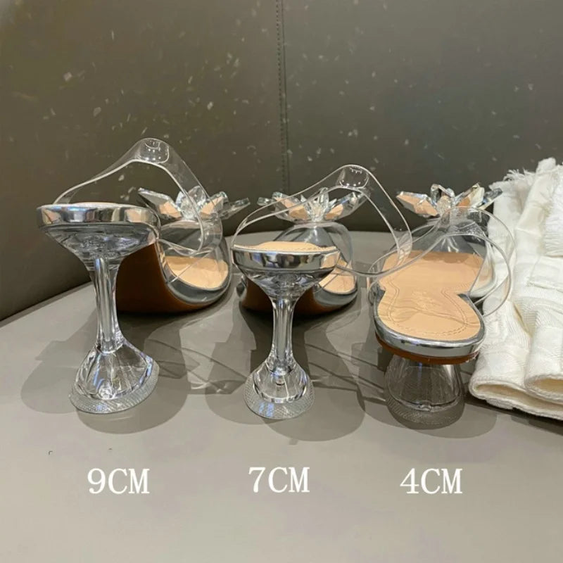Sommer Schöne Spitze Weinglas Promi Kristall Blume Transparent High Heels