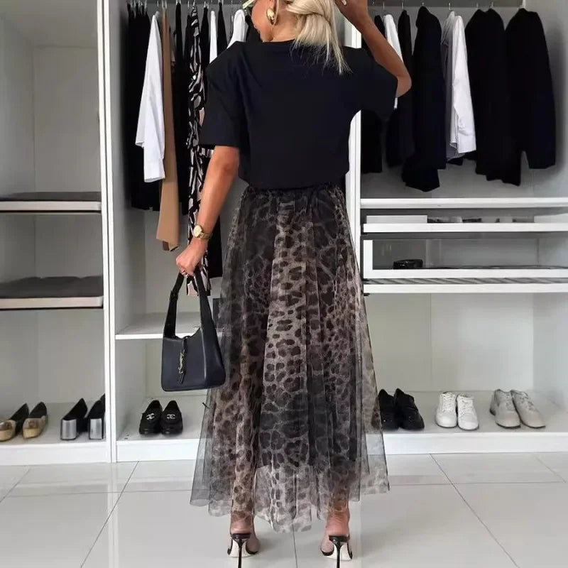 Eleganter Maxirock mit Leopardenmuster für Damen