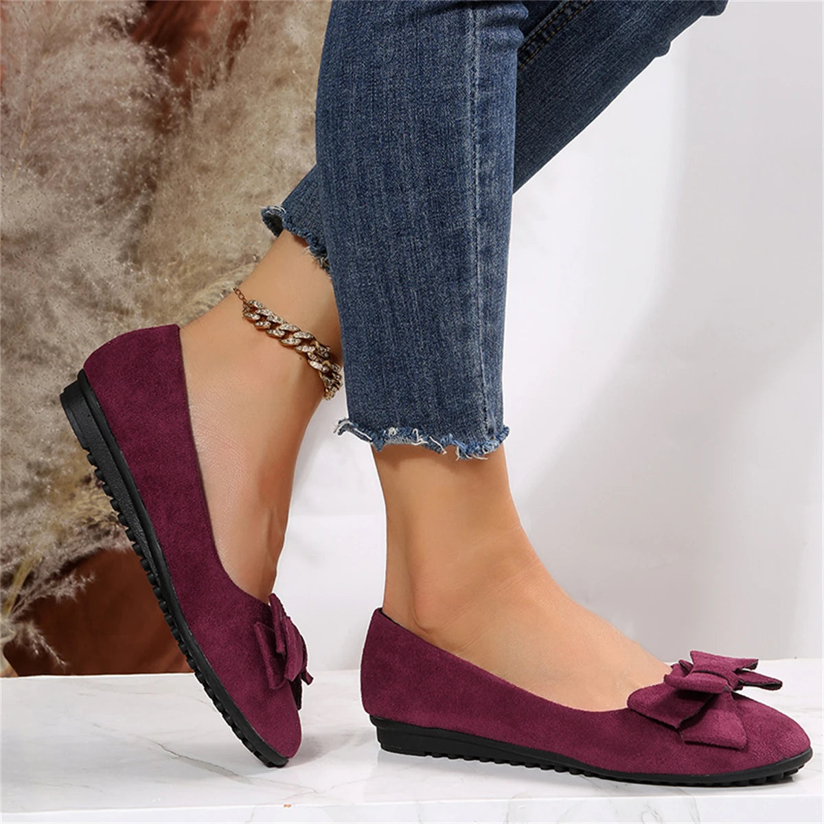Autumn Casual Fashion Round Toe Flat Solid Color Shoes