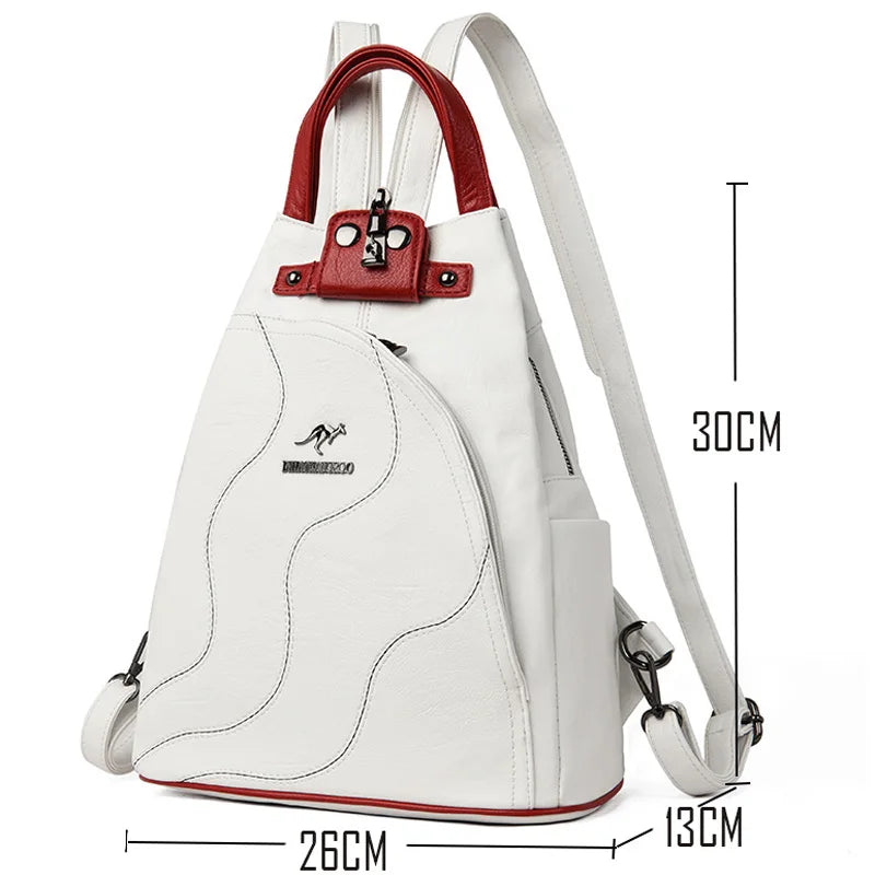 Ladies's Leather Vintage Bookpack Large Capacity Travel Backpack Schoolbag Mochila Women's Shoulder Bag