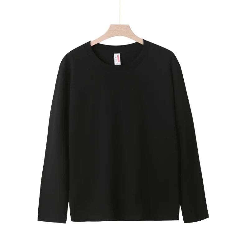 220gsm New Arrival Basic T Shirt Men's Cotton O Neck Simple Regular Fit Long Sleeve