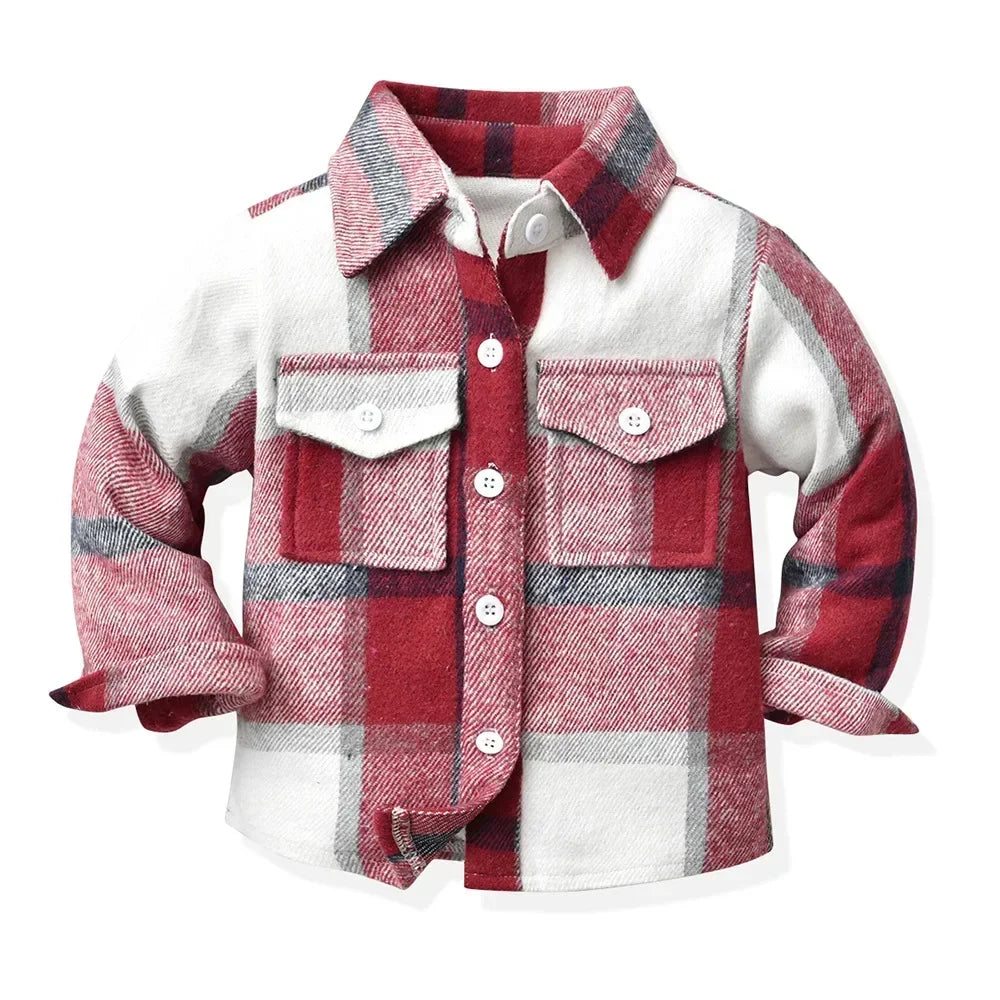 Children's Autumn Plaid Long Sleeved Shirt