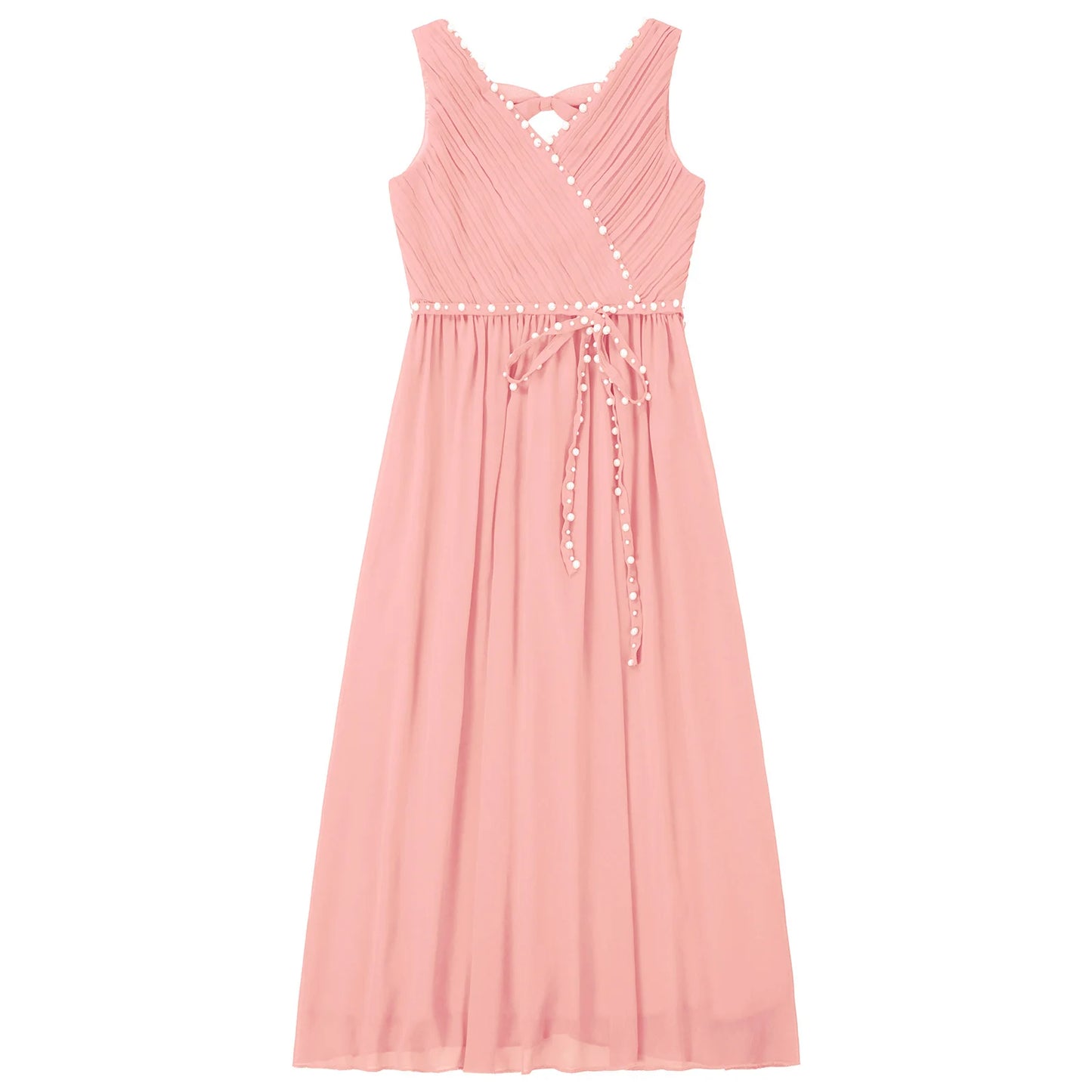 Girls Elegant Beaded Chiffon Party Summer Dress