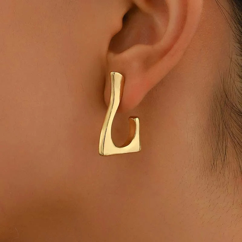 New Fashion Metal Geometric Smooth Chunky Drop Earring
