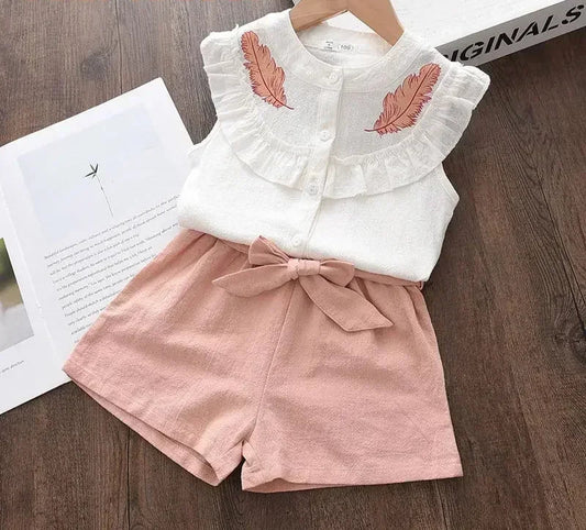 New Kid Baby Girls Feather Clothes Sets