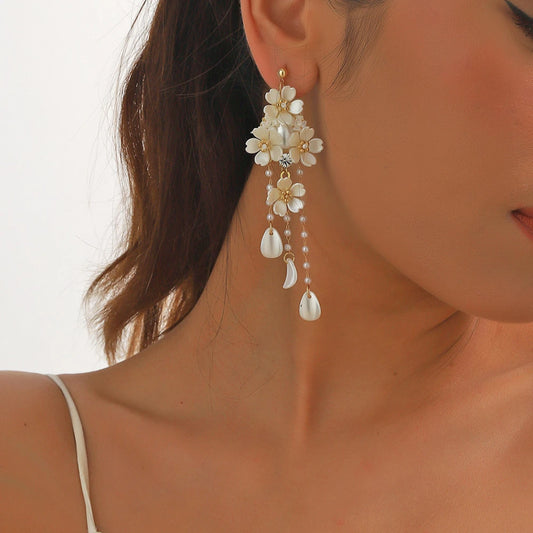 Women French Romantic Flower Drop Earring