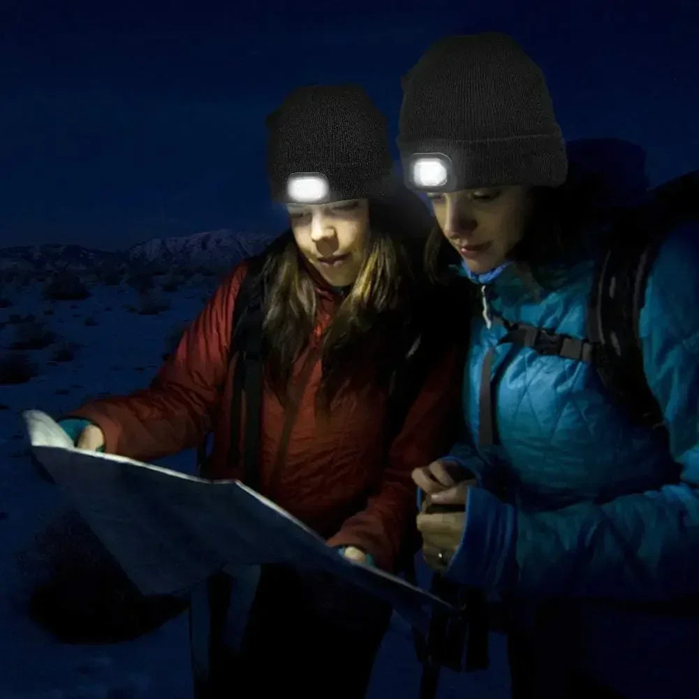 Neue Winter-Strickmütze mit LED-Warmbeleuchtung