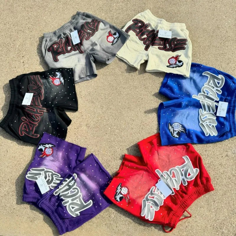 Men Rhinestone Letter Print Cotton sweatpants