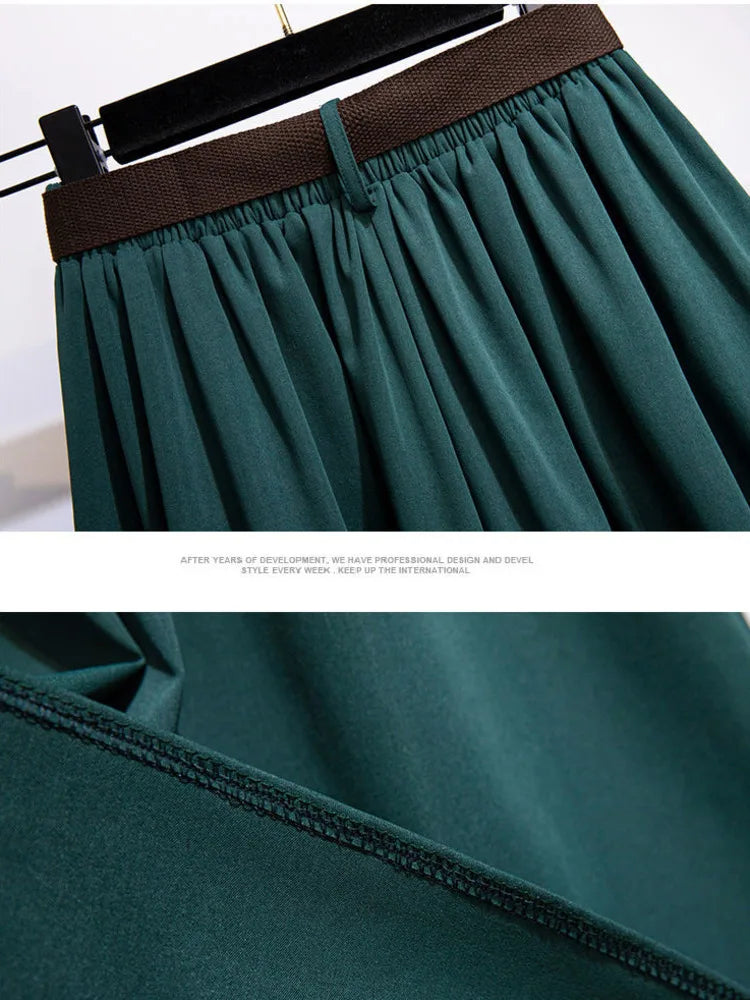 Modischer, eleganter A-Linien-Rock im koreanischen Stil mit hoher Taille