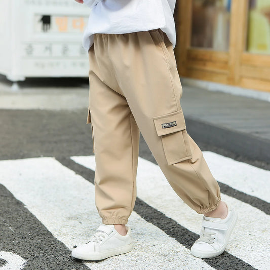 Autumn Kids Solid Color Casual Trousers