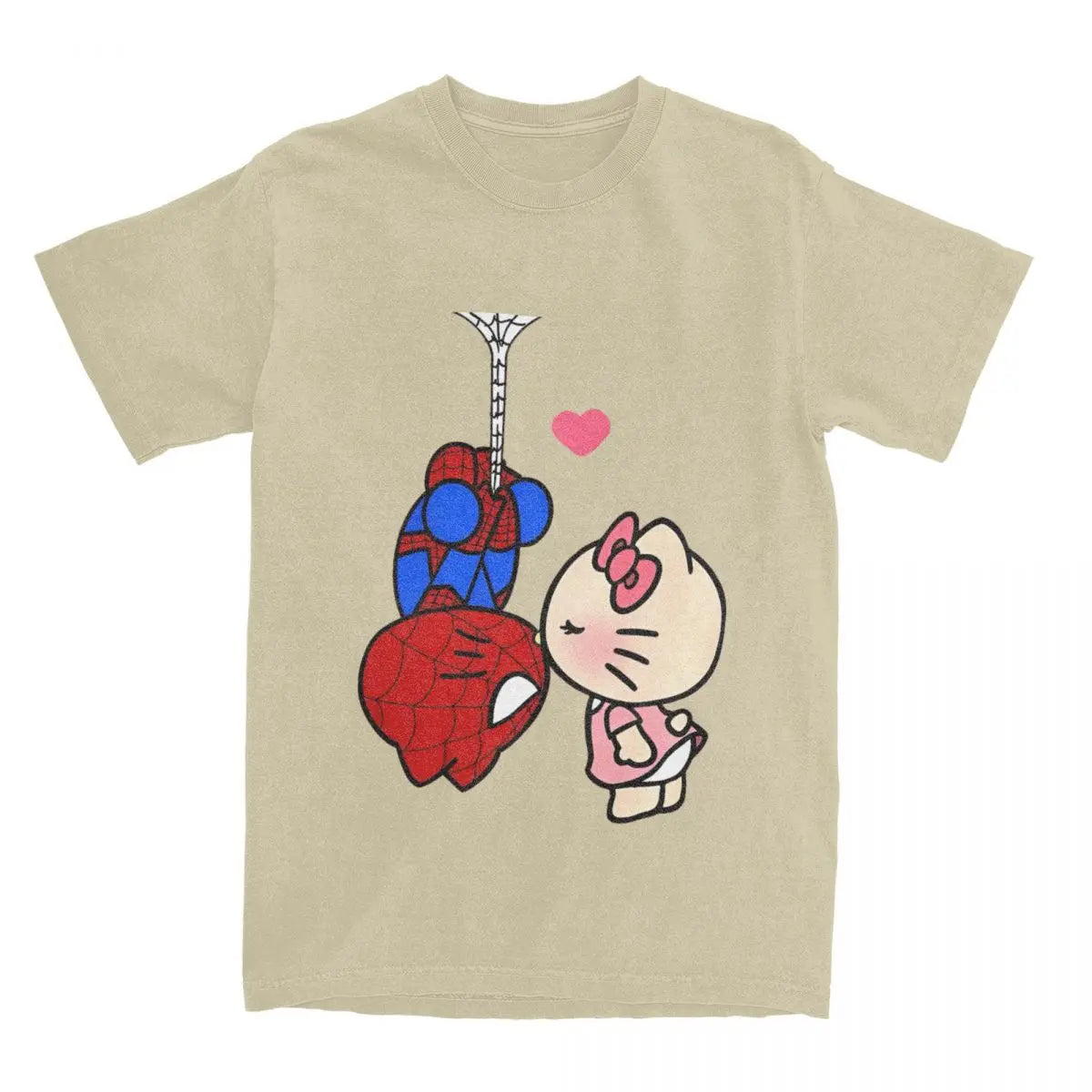 Sanrio Hello Kitty Cartoon Spiderman T Shirt Couple  Pure Cotton T Shirts Summer