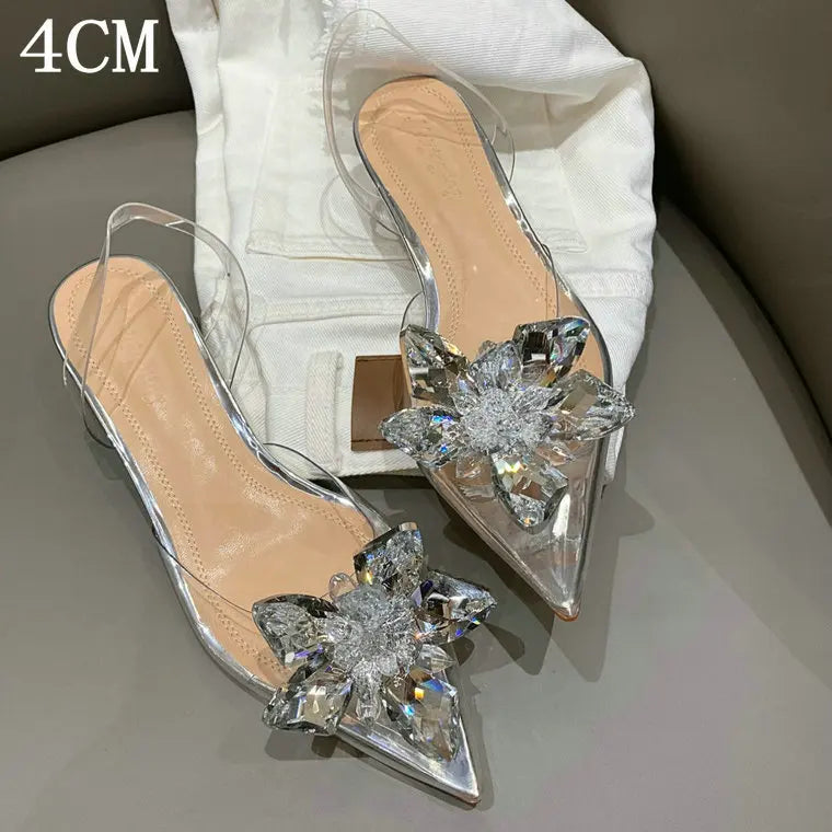 Sommer Schöne Spitze Weinglas Promi Kristall Blume Transparent High Heels
