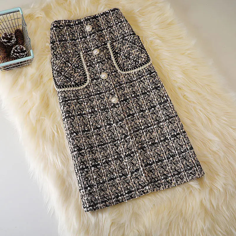 Herbst Neue High Waist Pocket Split Mittellange Röcke
