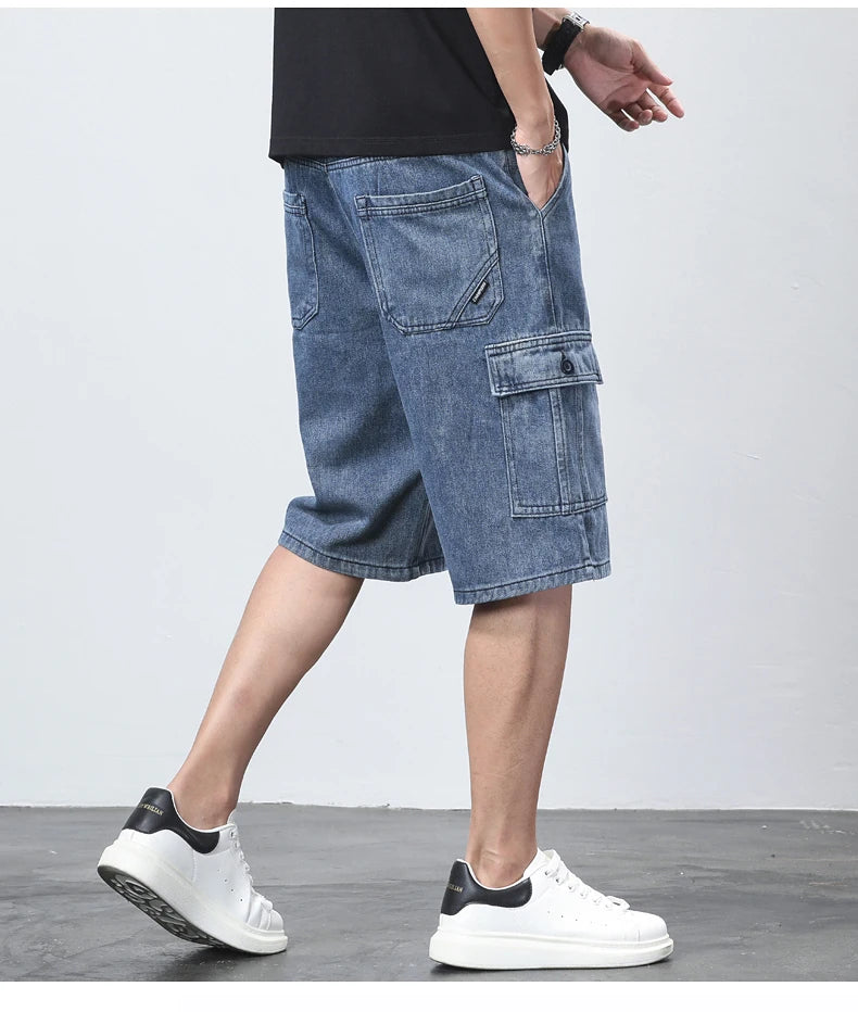 Denim Shorts for Men's Cargo Pants Baggy Bermuda Jeans Male Beach Pants
