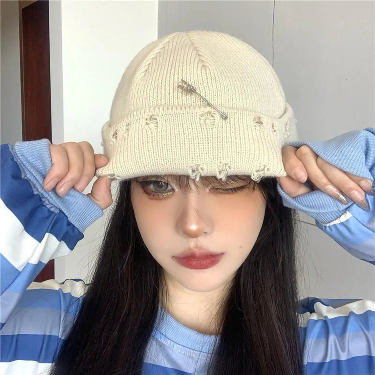 Damenmode, warme, dicke Gorro-Hip-Hop-Kappe