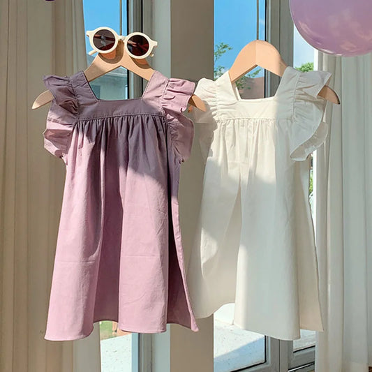 Children's Ruffle Edge White Dress