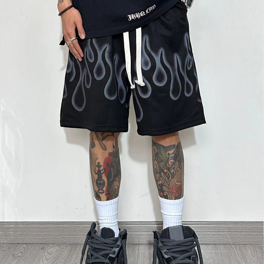Summer Hip Hop High Street Flame Graphic Shorts