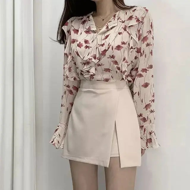 Mini Skirts Women Irregular Solid Side-slit Stretchy Style Trendy Chic