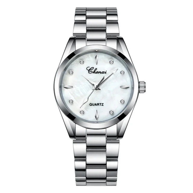 Women Fashion Elegant Diamond Shell Dial Wristwatch