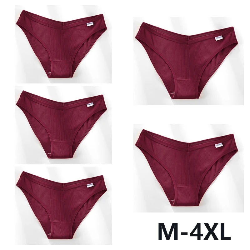 Women Sexy V Waist Plus Size Briefs Low-Rise Comfortable Lingerie
