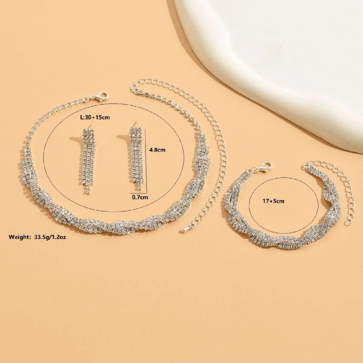 Women's claw series wrapped tassel earrings necklace bracelet jewelry set