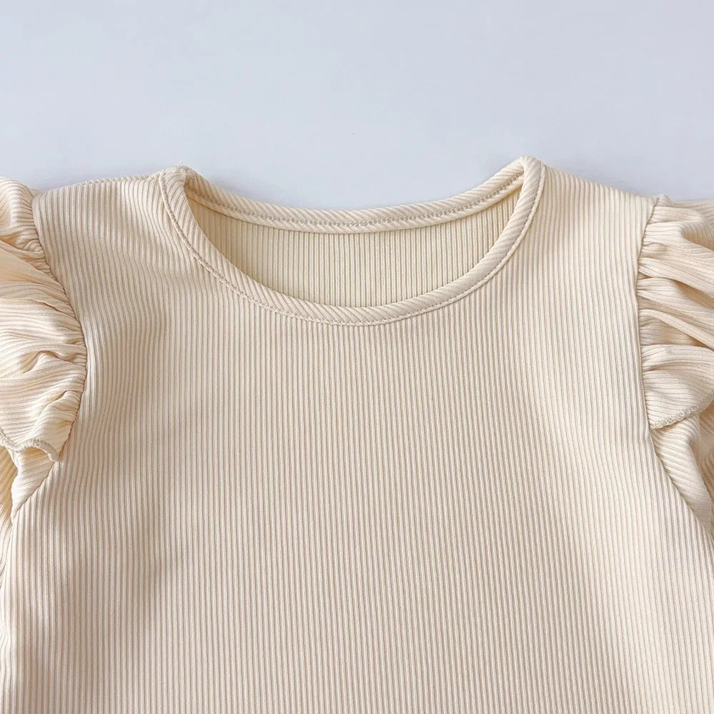 Autumn Winter Long Sleeved Round Neck Top+brown Long Pants
