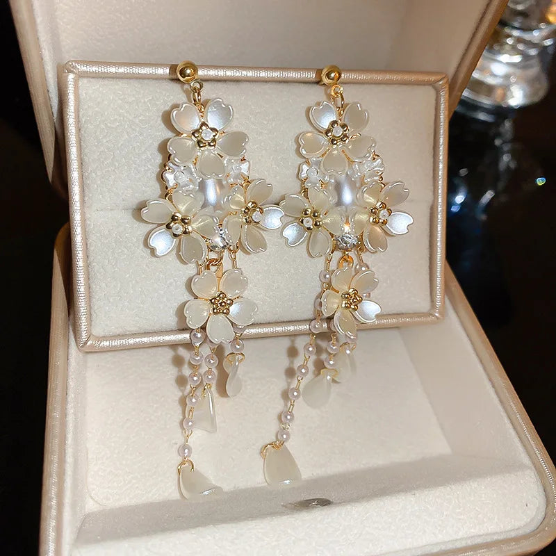 Women French Romantic Flower Drop Earring
