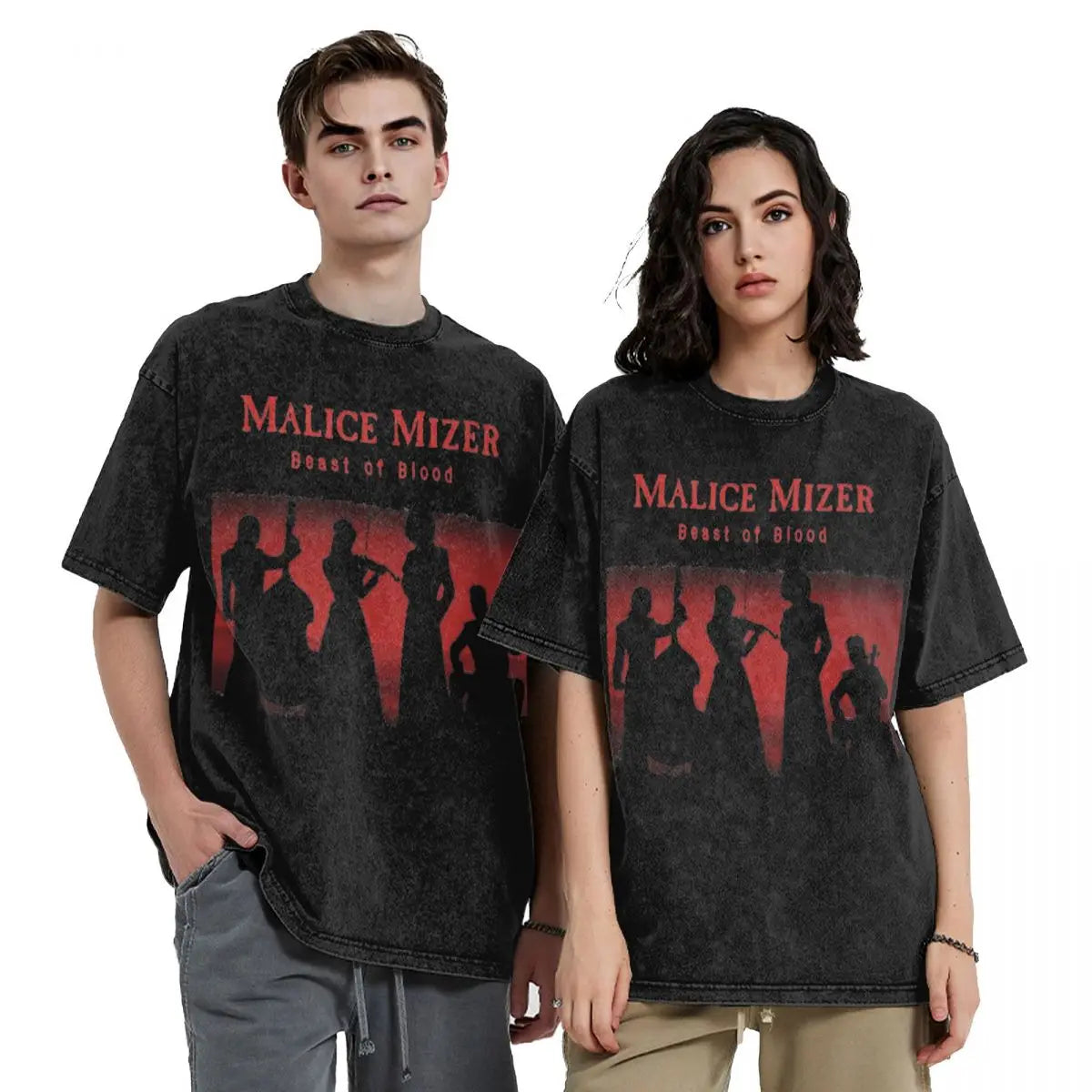 Malice Mizer Washed T Shirt 100% Baumwolle Oversize Sommer