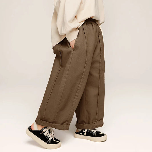 Korean style Kids solid color patchwork Trousers