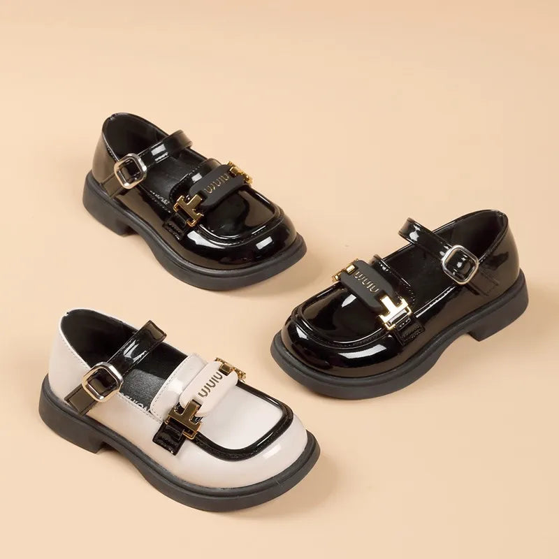 Autumn New Black Little Girl Single Shoes
